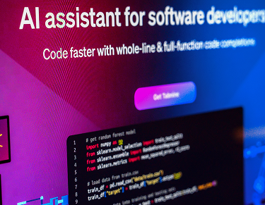 A screen showing an AI coding assistant and code