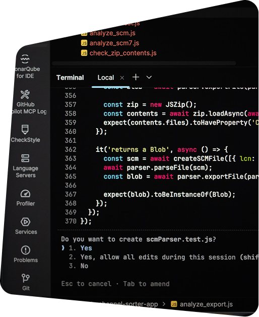 Code editor working with data pipelines