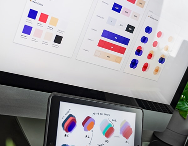 UI design system on monitor and tablet